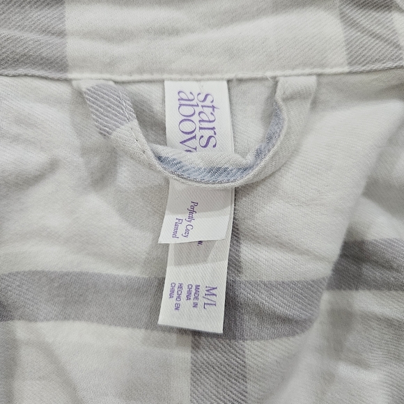 stars above Robe in White & Grey Plaid Print Women’s Size M/L - Picture 4 of 7
